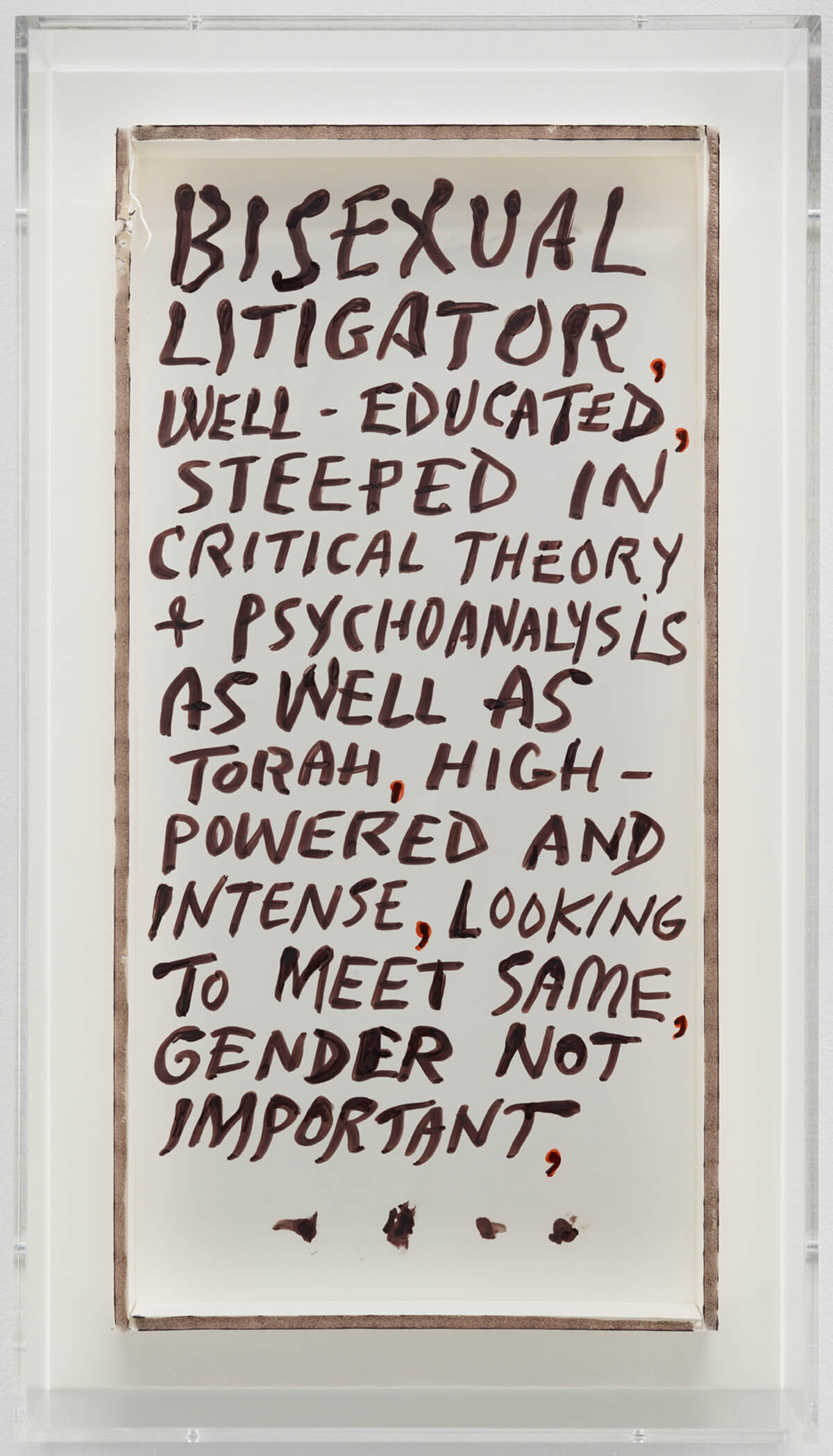 Bisexual Litigator artwork by Seth Price showing the fusion of poetry and art 