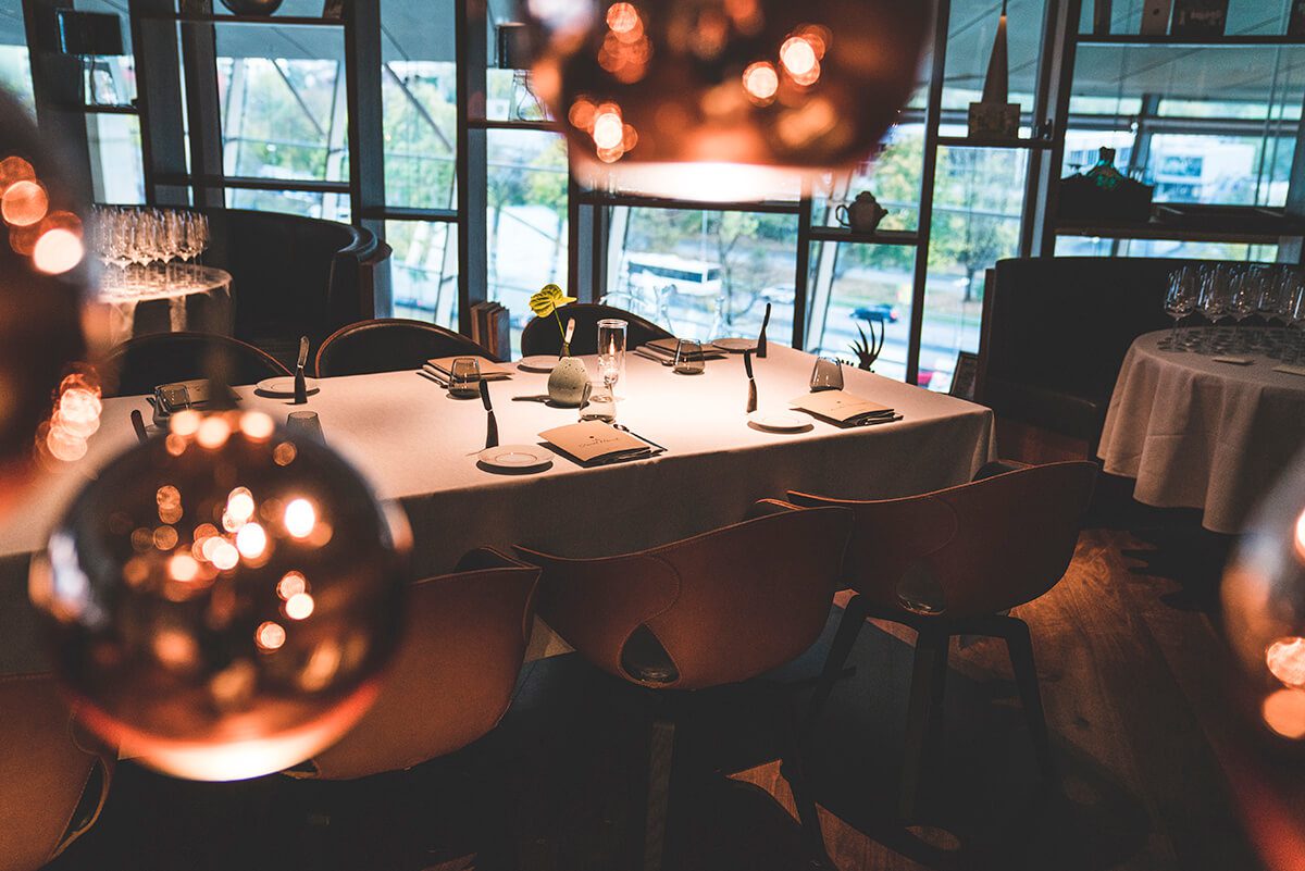 Interiors of EsZimmer restaurant for wine tasting of Masseto