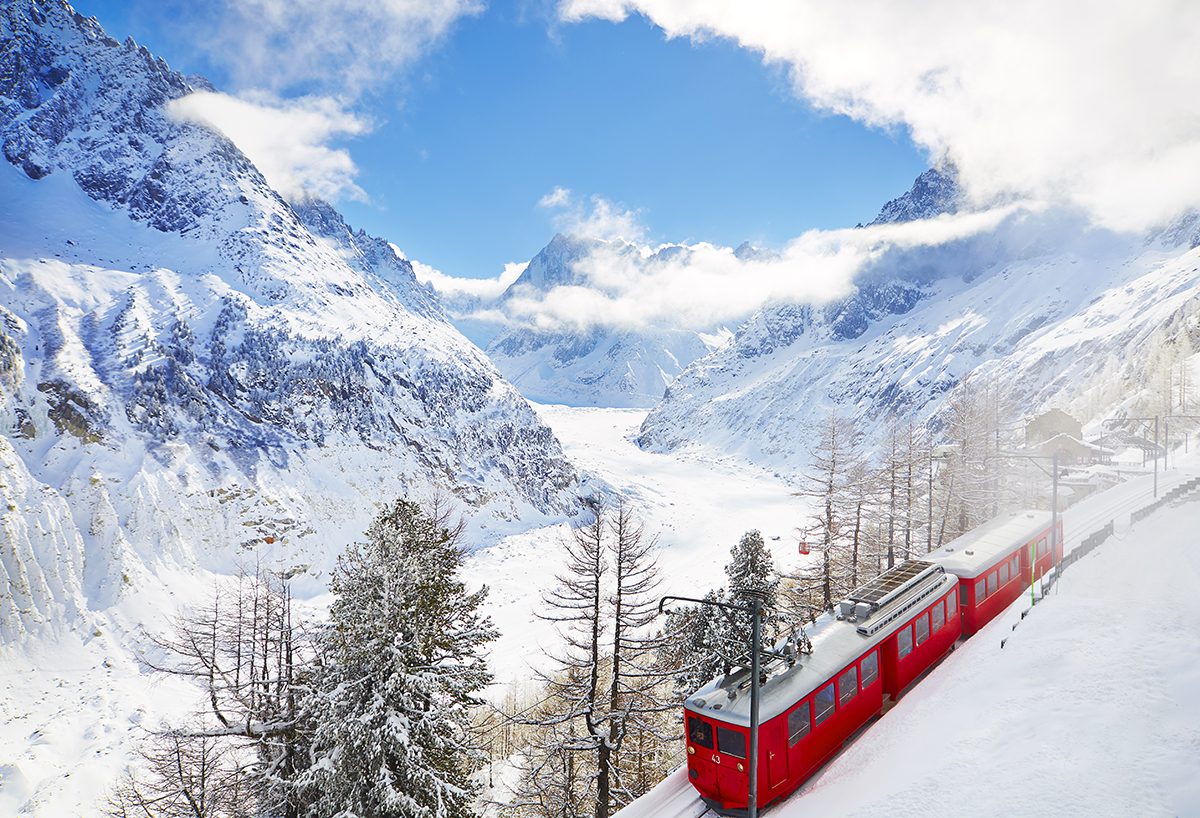 Chamonix railway alongside the Mer de Glace glacier