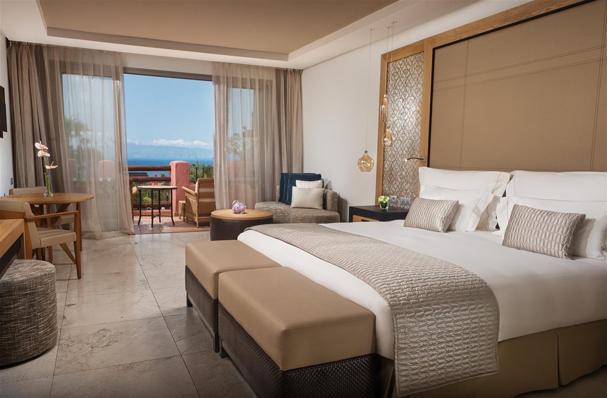Luxury hotel room with a balcony