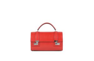 bright pink small leather handbag