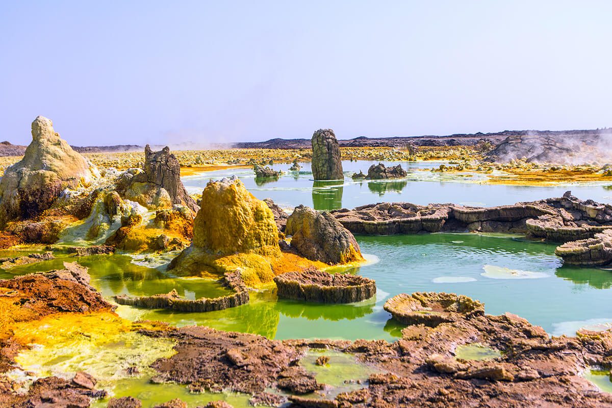 barren lake landscape of the Danakil depression in Ethiopia