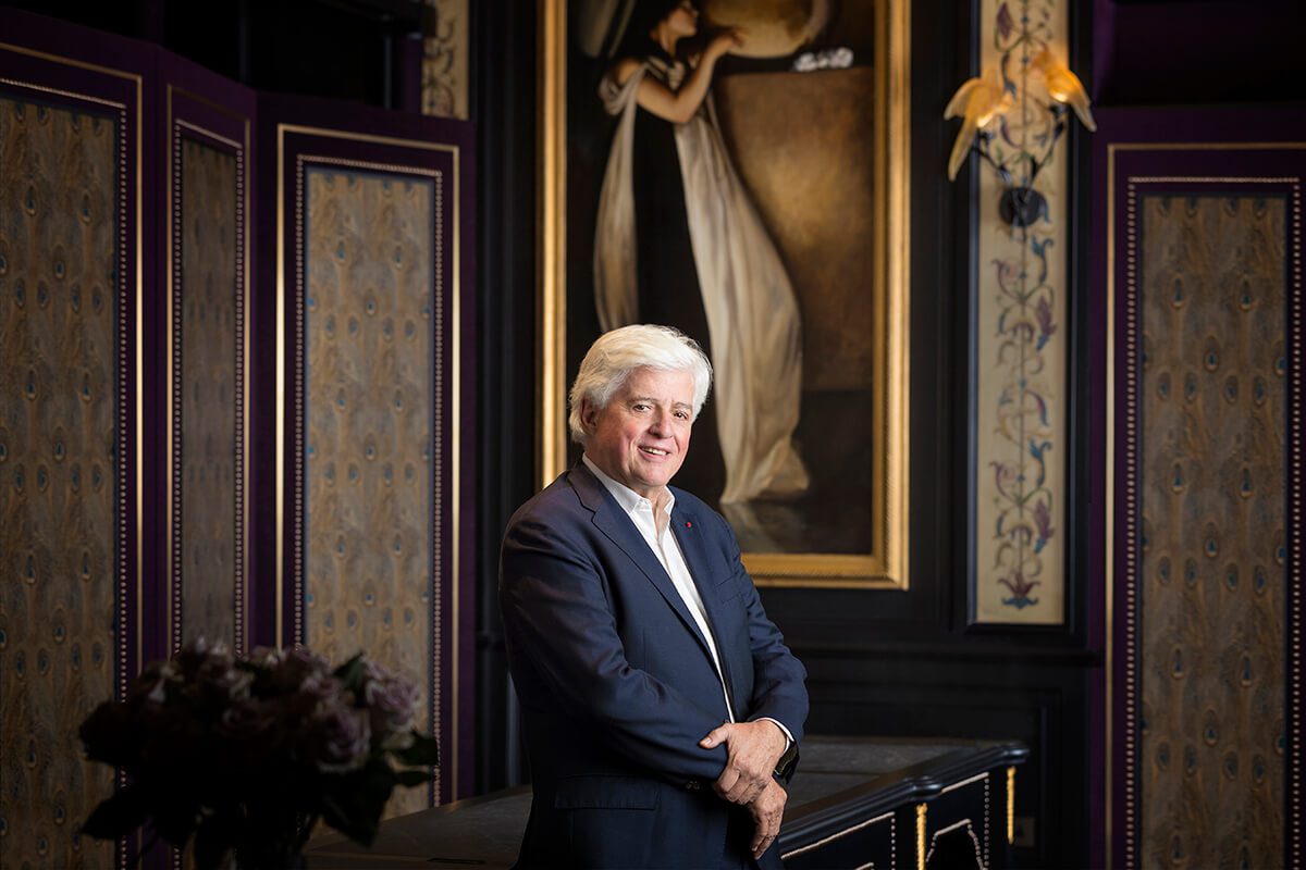 Famed Architect and interior designer Jacques Garcia poses in decadent setting