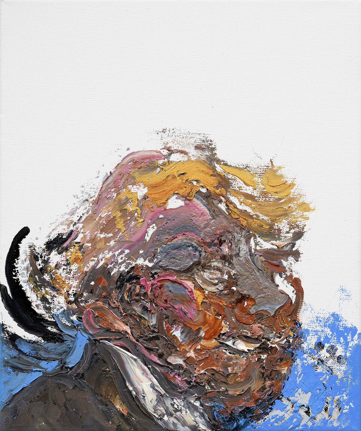 Abstract oil painting of Donald Trump, ridiculing the US president