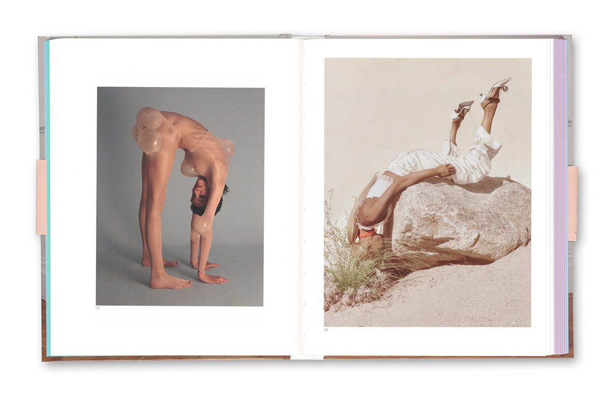 arty fashion photos of bodies distorted into complicated postures