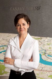 Colour portrait of Camille Waxer, the managing director of leading property development company the canary wharf group
