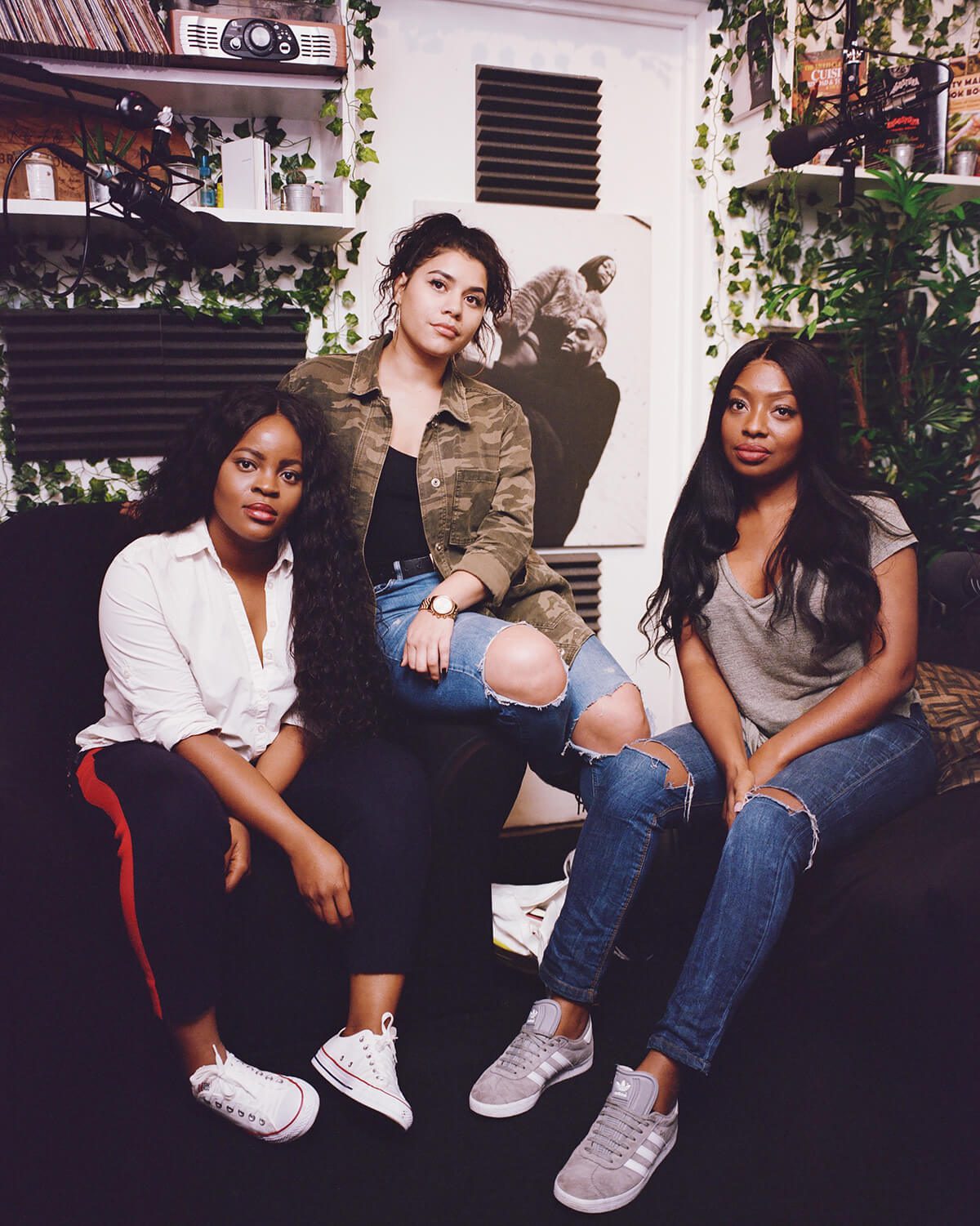 Portrait of the makers and hosts of 'The Receipts Podcast' pictured in their studio