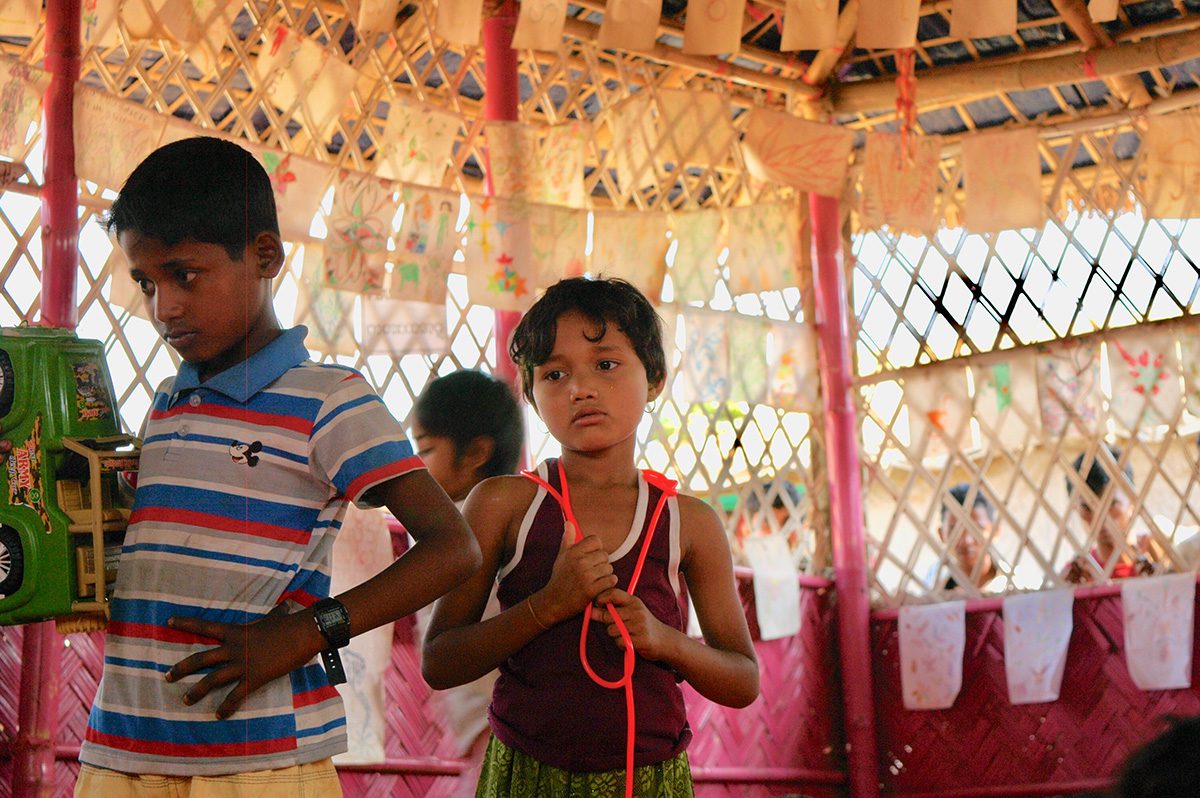 A child inside a refugee camp in Bangladesh