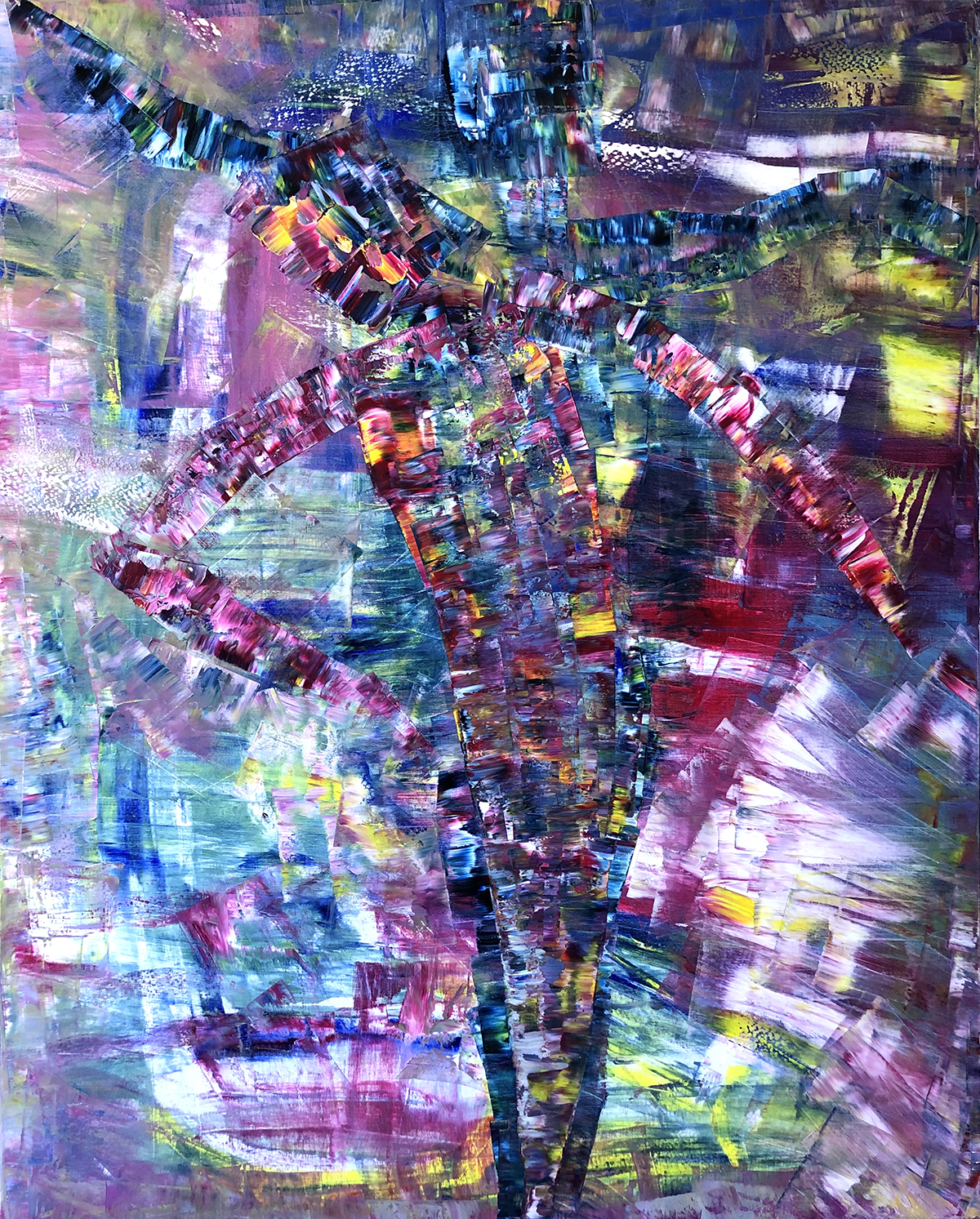 Abstract vibrant painting by Sassan Behnam-Bakhtiar.