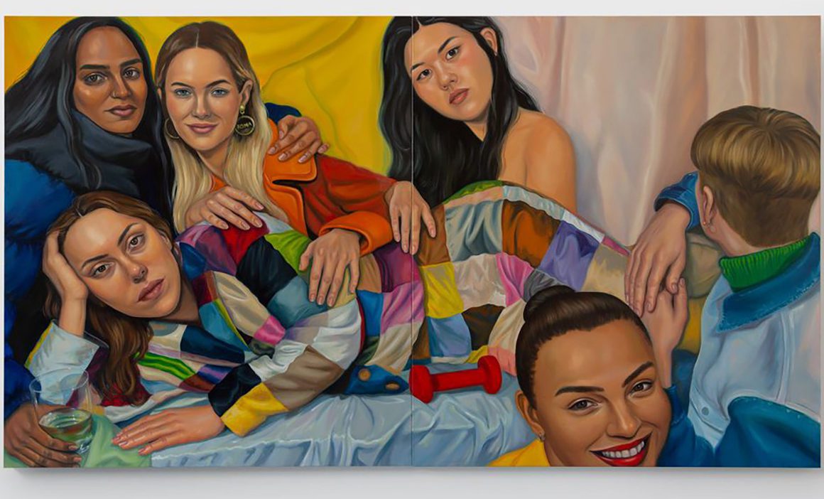 Painting of a group of young women in a bedroom setting