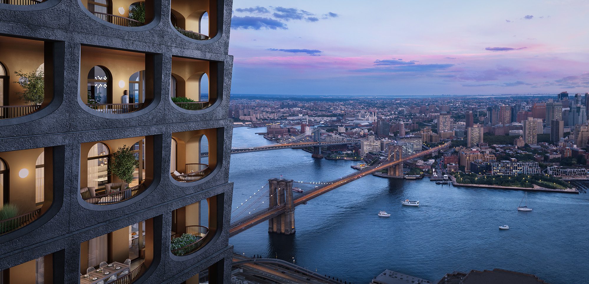 building overlooking a bridge 