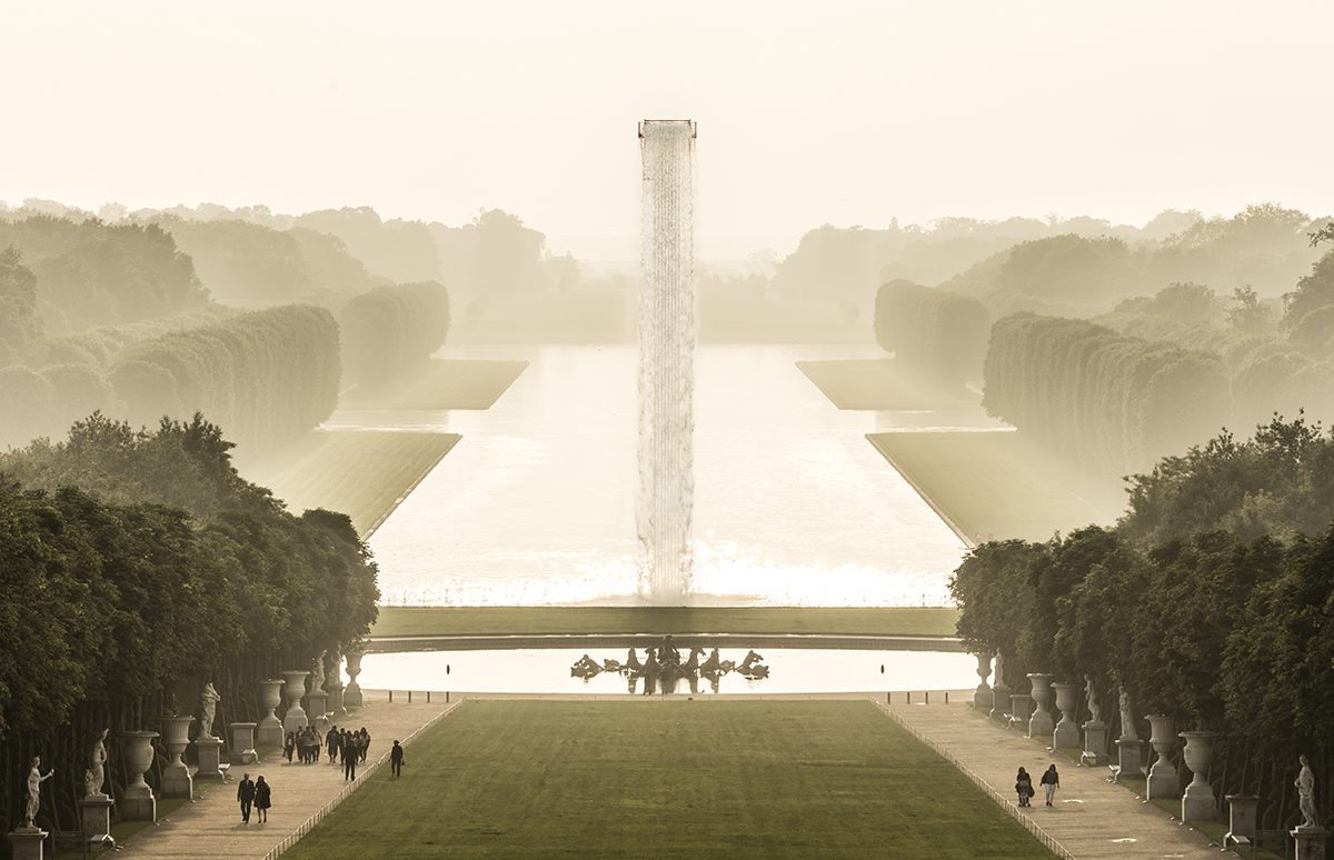 Installation artwork of a waterfall at the Palace of Versailles