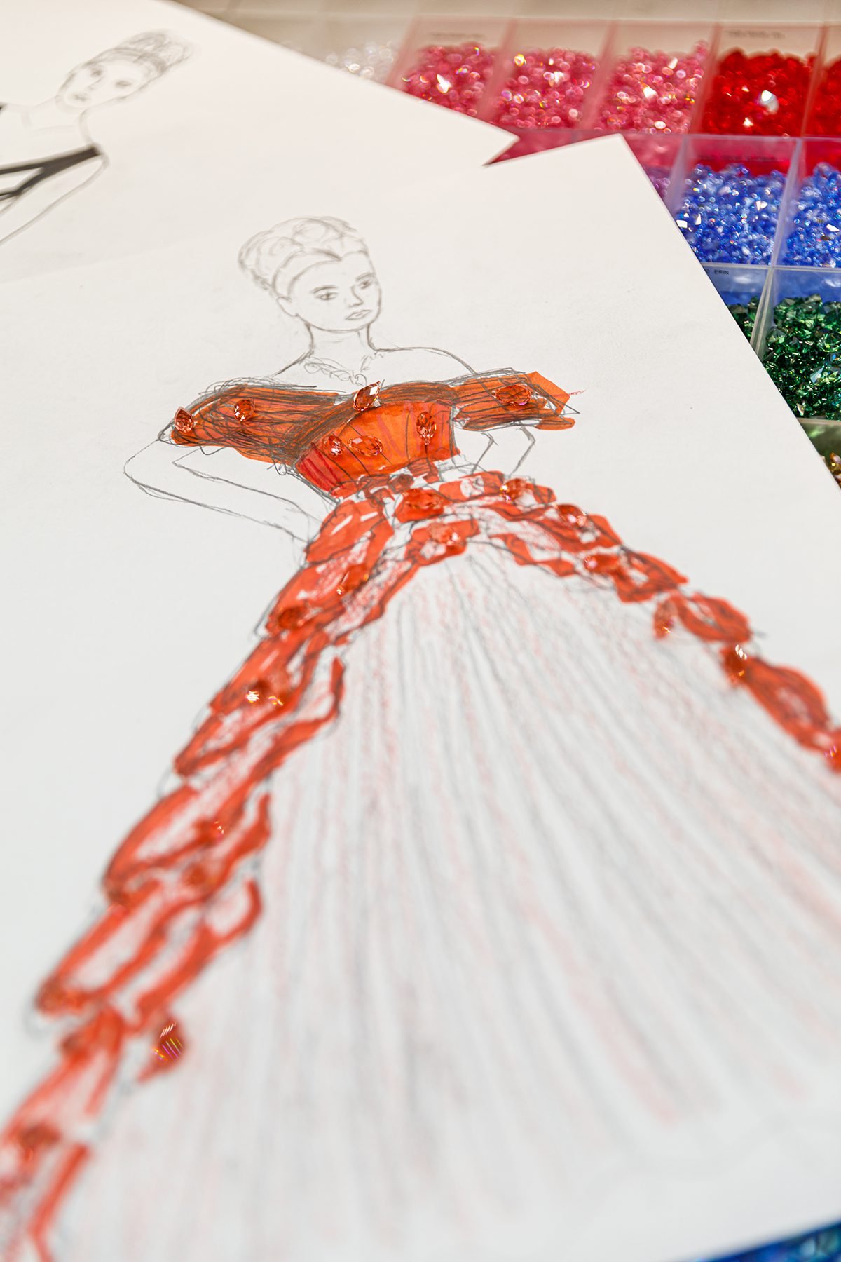Artistic sketch of costume dress