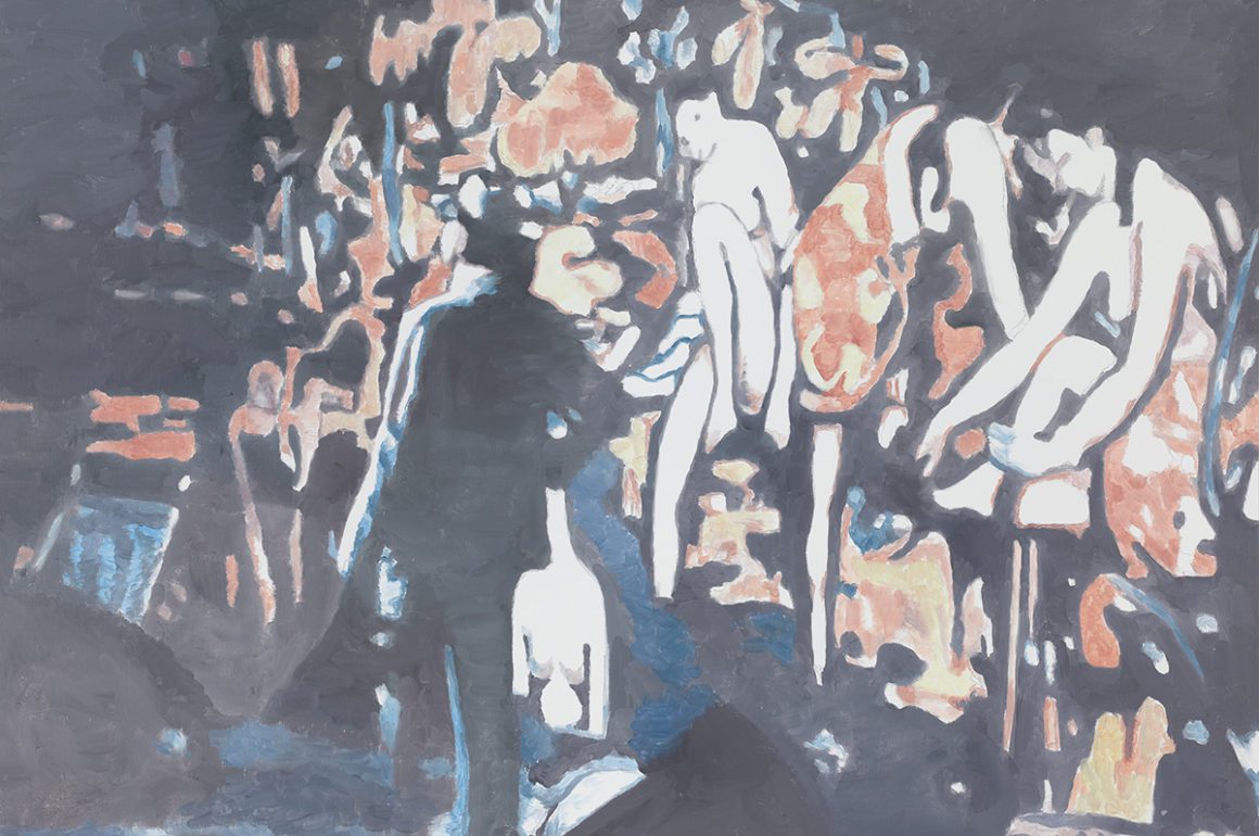 Abstract painting in bleached colours