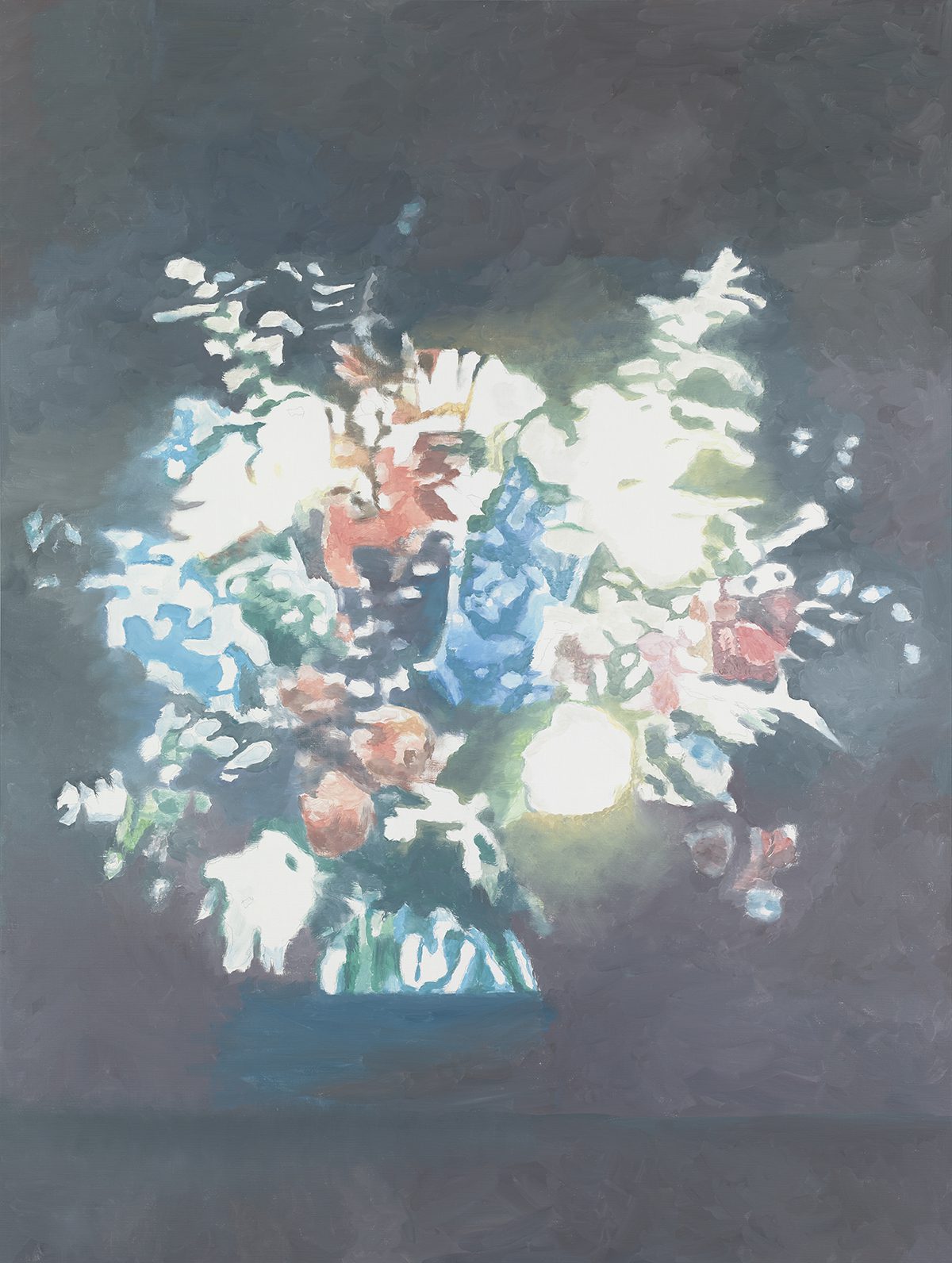 Abstract painting of flowers in a vase