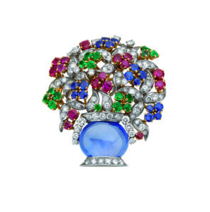 diamond, sapphire brooch