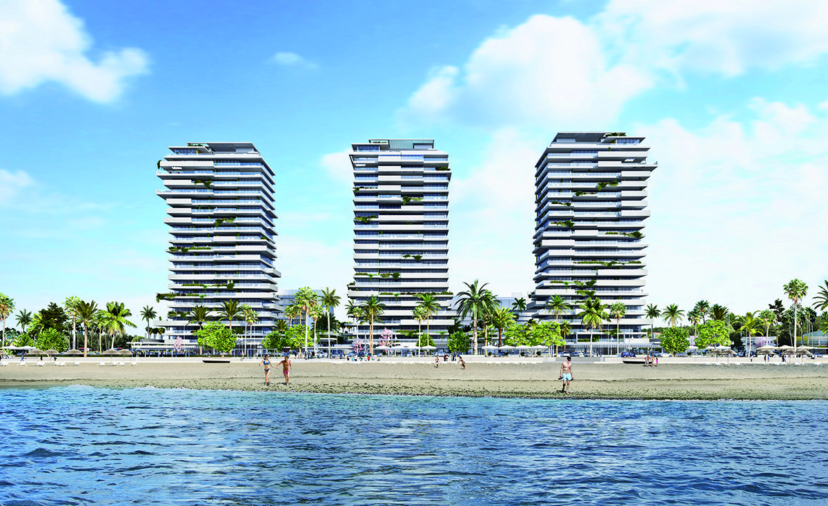 Architectural render of three tower blocks