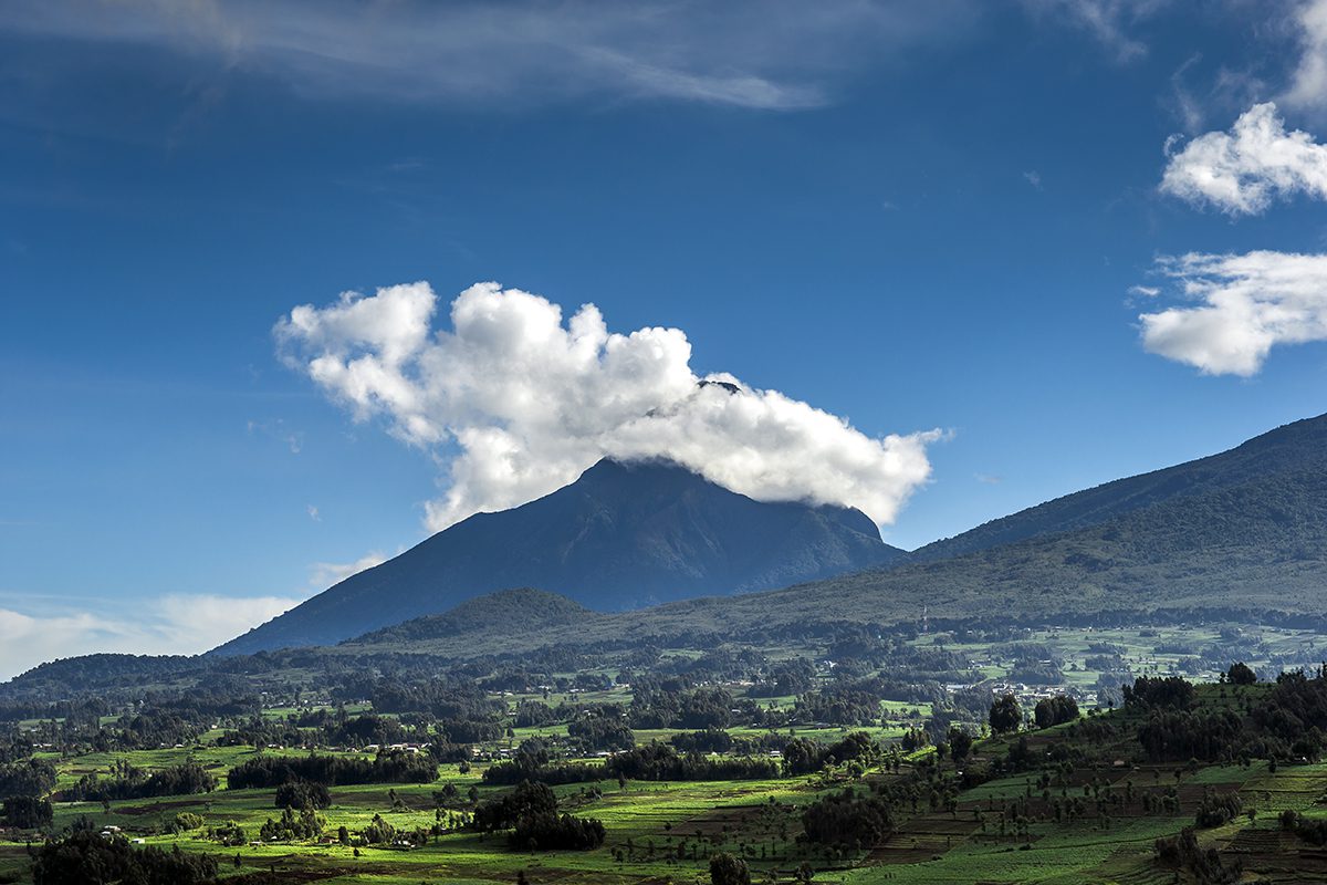 Mountainous landscape with blue skies