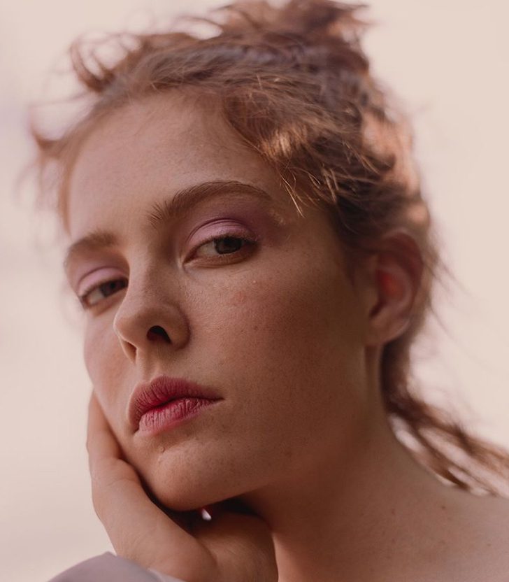 Young female model with red hair