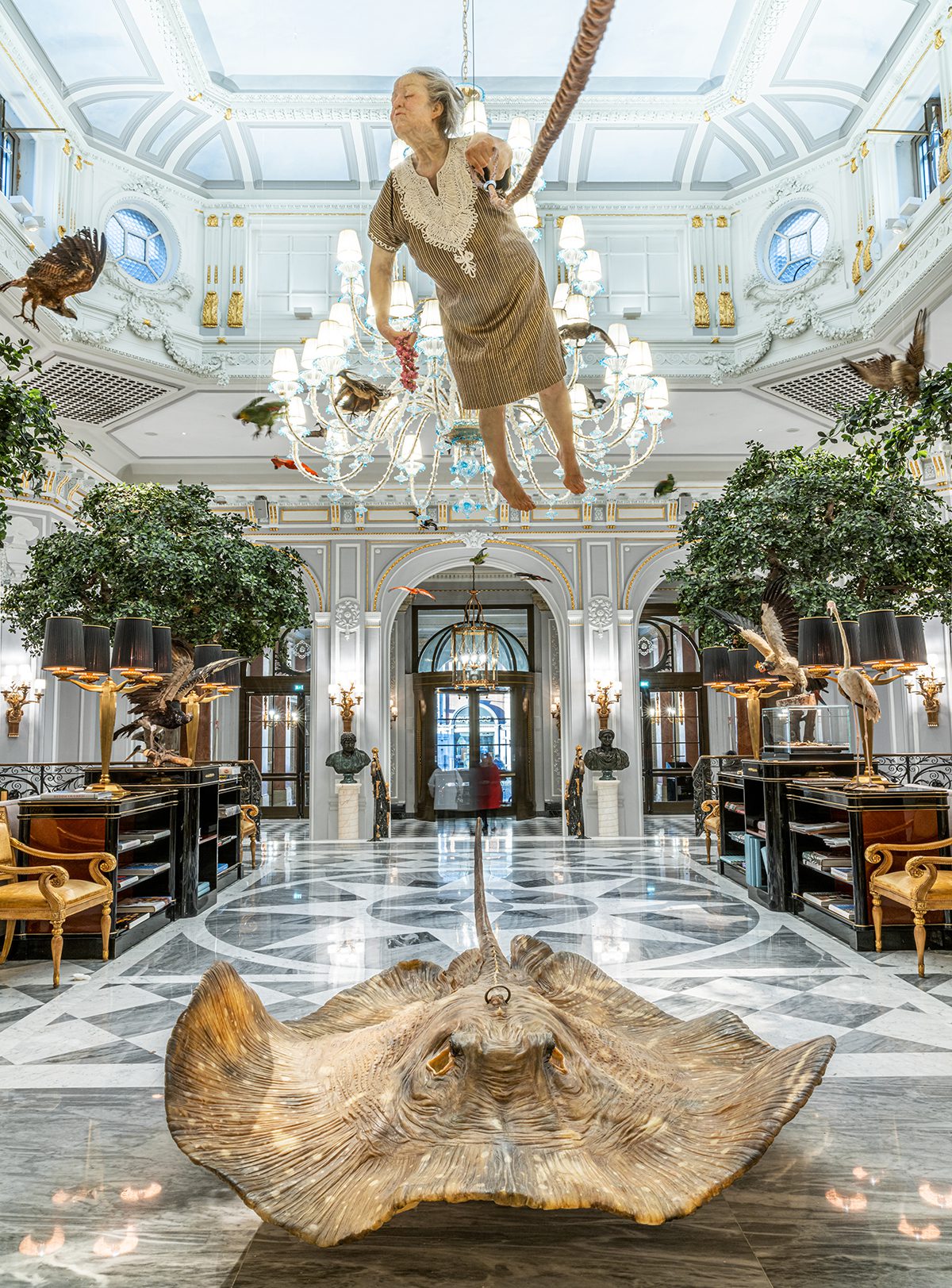 Artist installation in hotel lobby