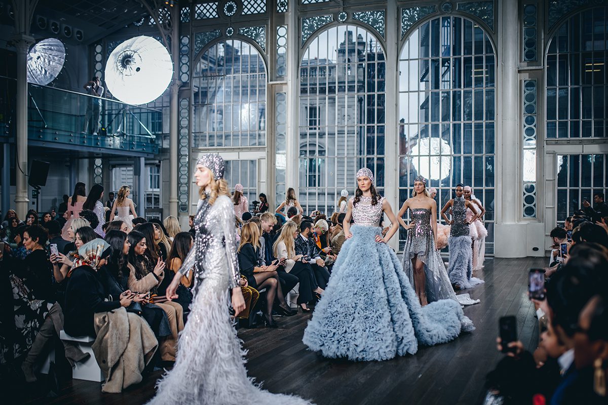 Models on catwalk at fashion week