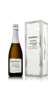Champagne bottle and case