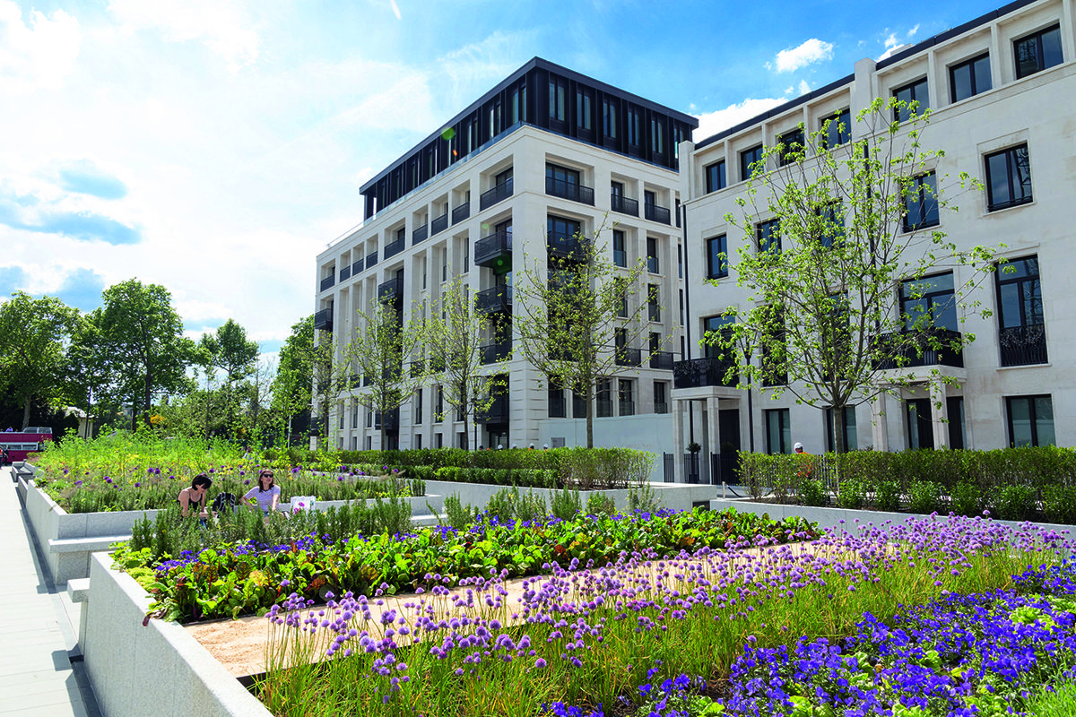 public gardens by residential towers