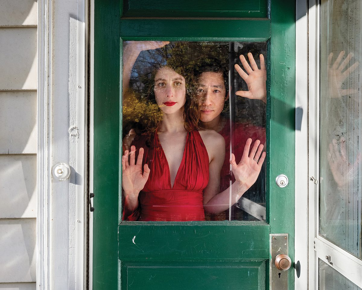 Couple behind the glass