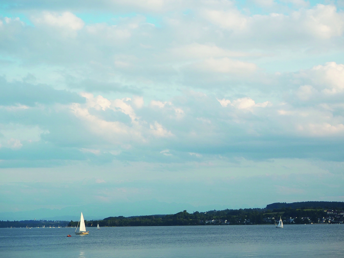 lake with boats