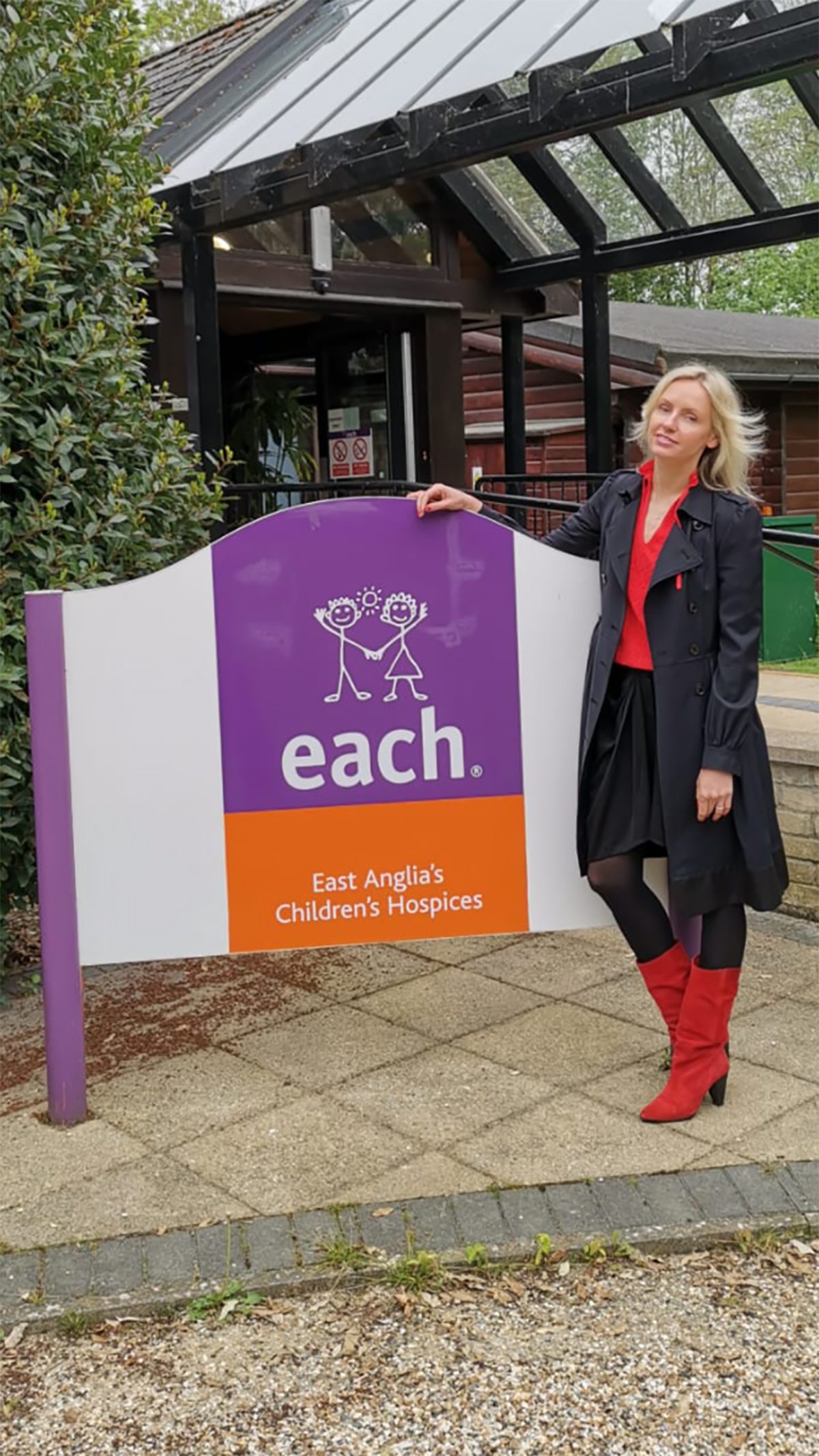 woman outside hospice