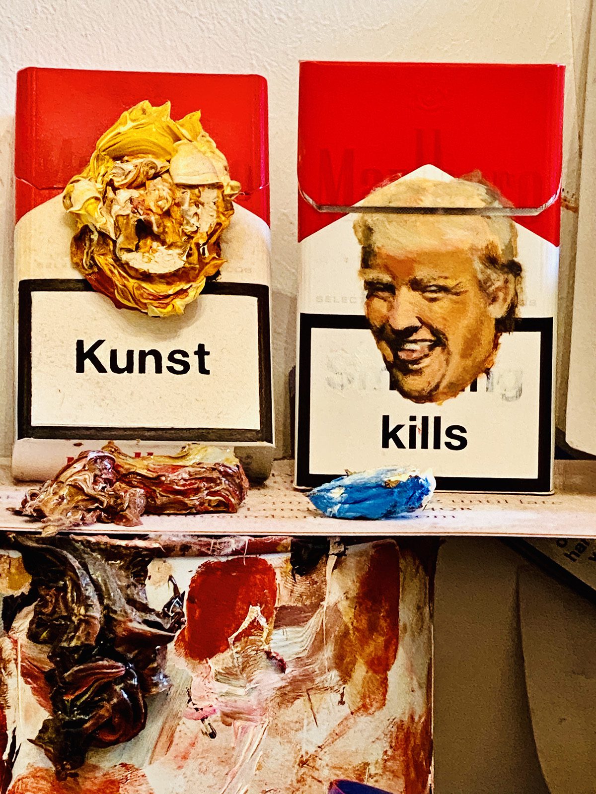cigarette box paintings by Antony Micallef