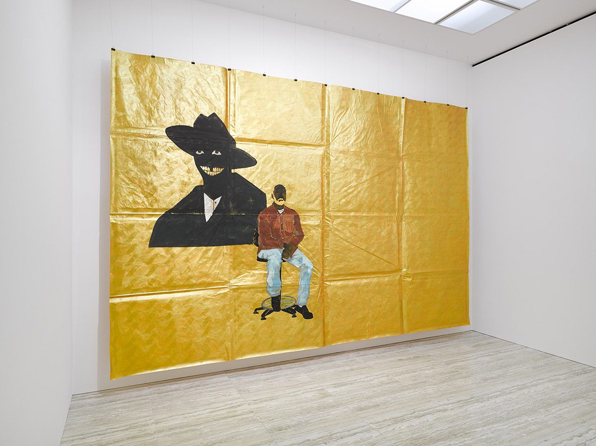 painted portrait with gold background