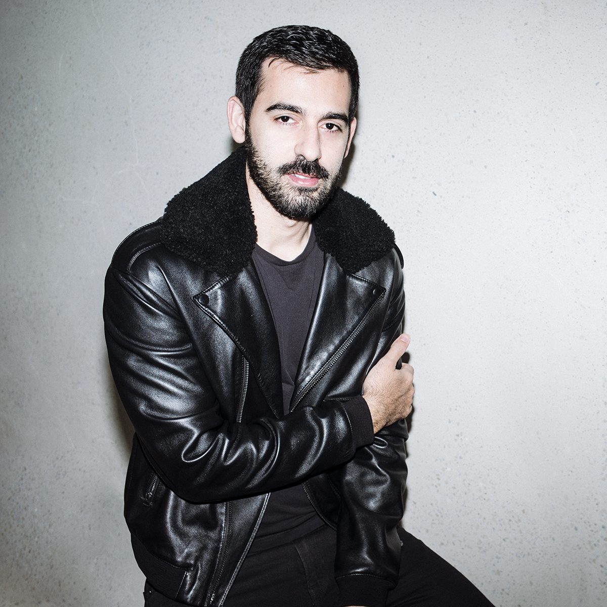 man in leather jacket