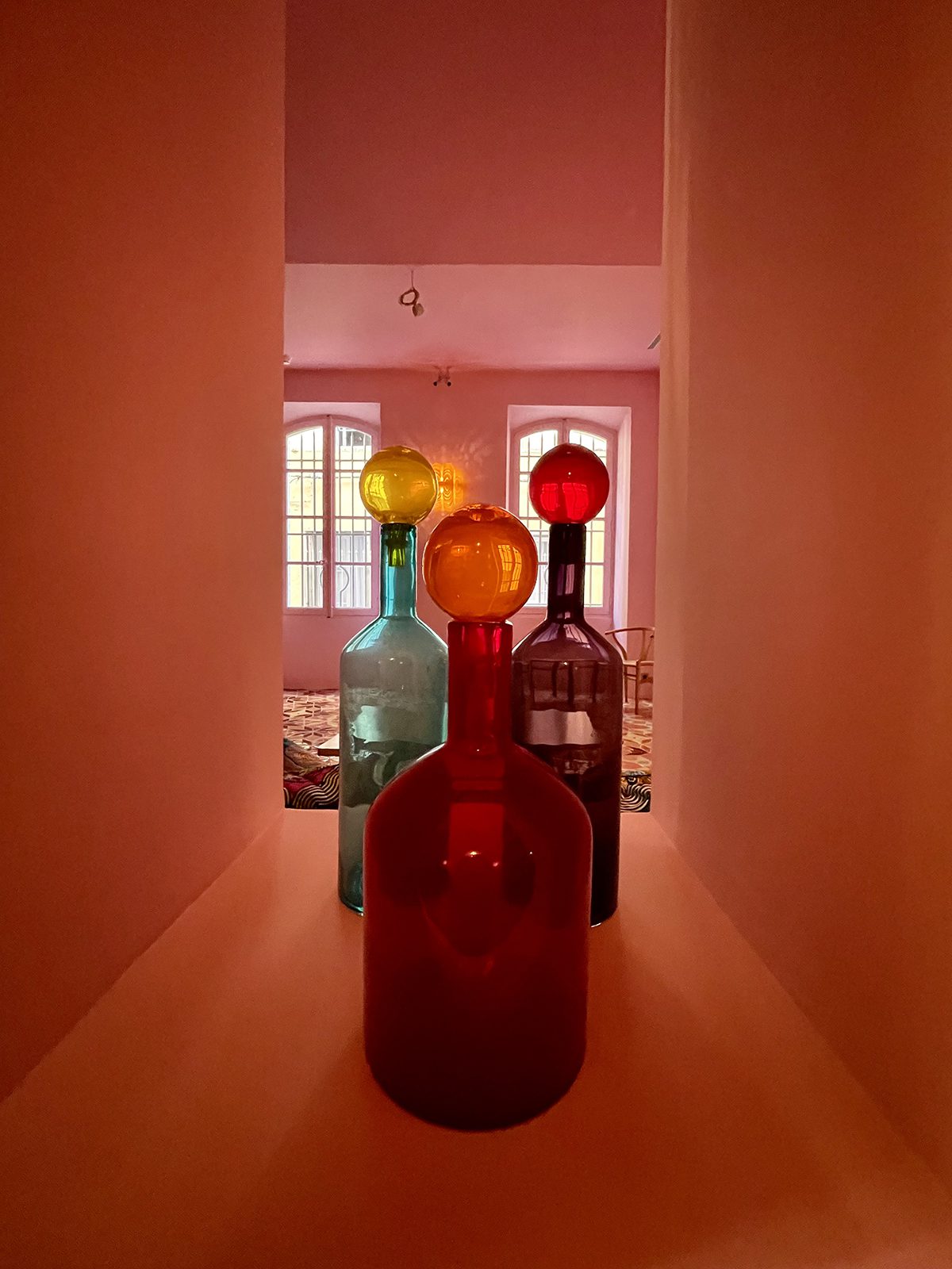 colourful glass bottles