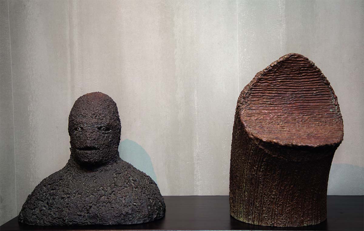 sculptures on a table
