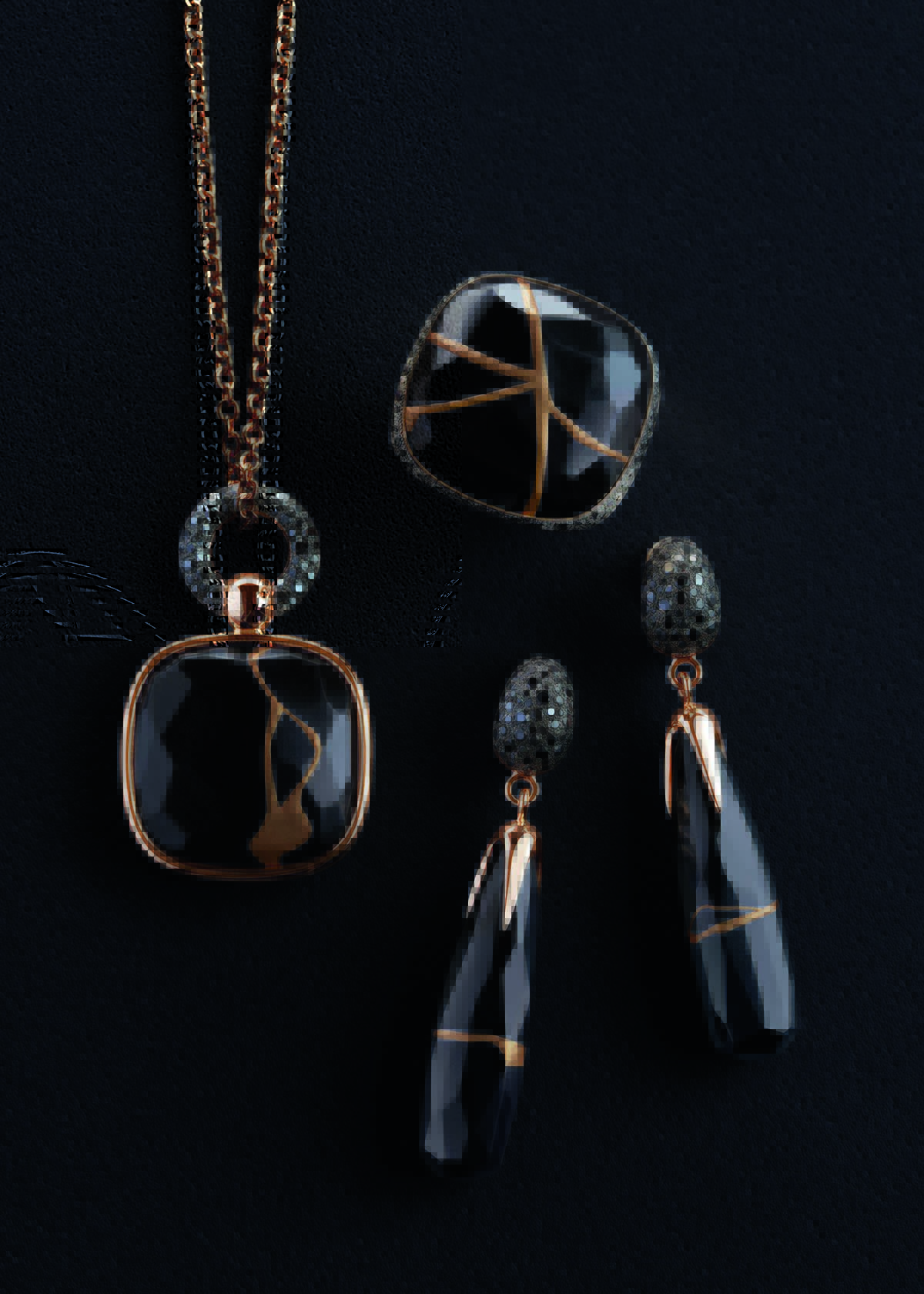 jewellery set with necklace, earrings and ring