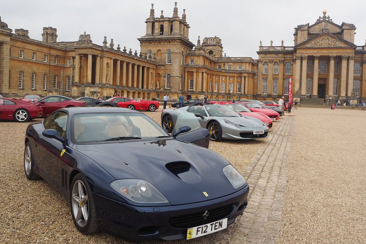 a blue ferrari at Blenheim Palace