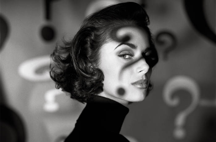 Heather Stewart in a black turtle neck