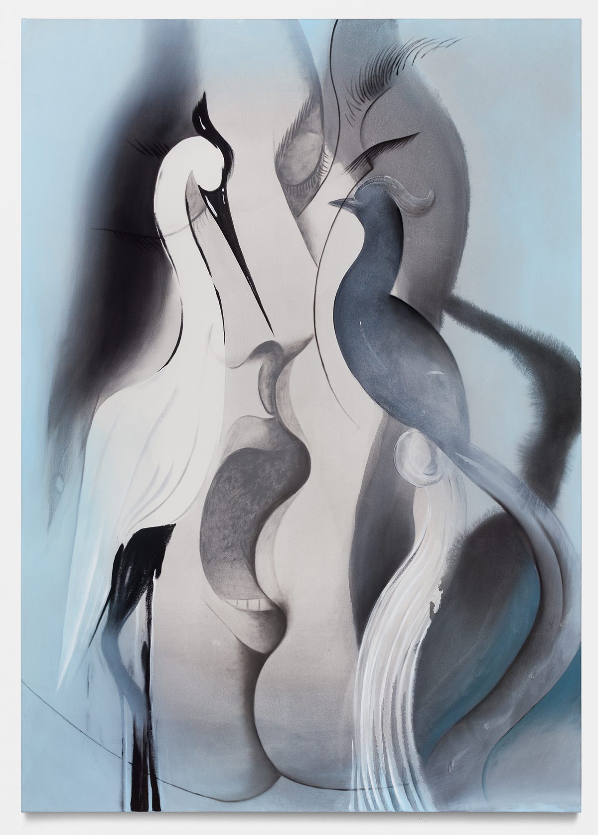 illusion painting of faces and swans