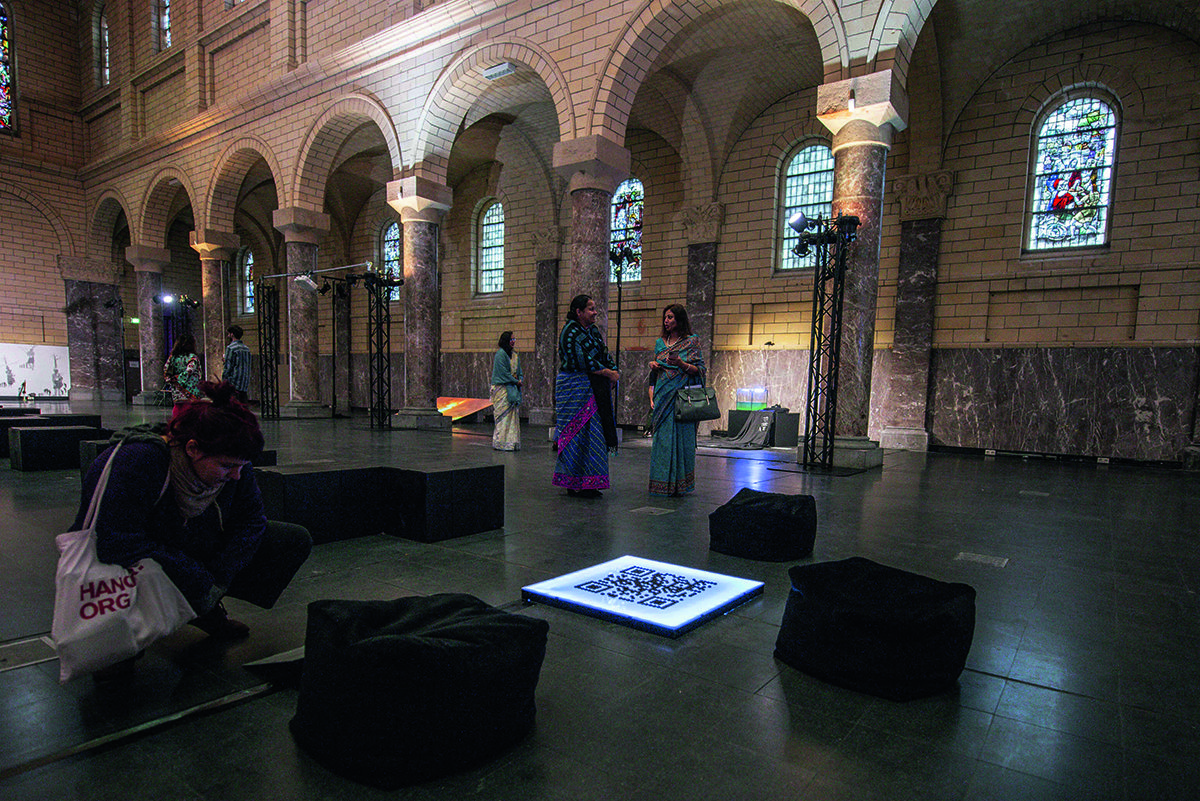 An exhibition in a church