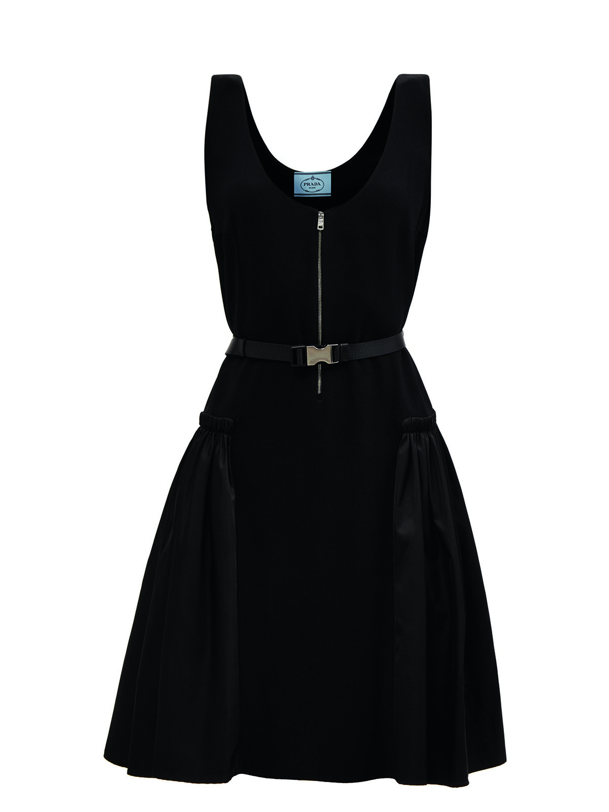 navy Prada dress with a belt