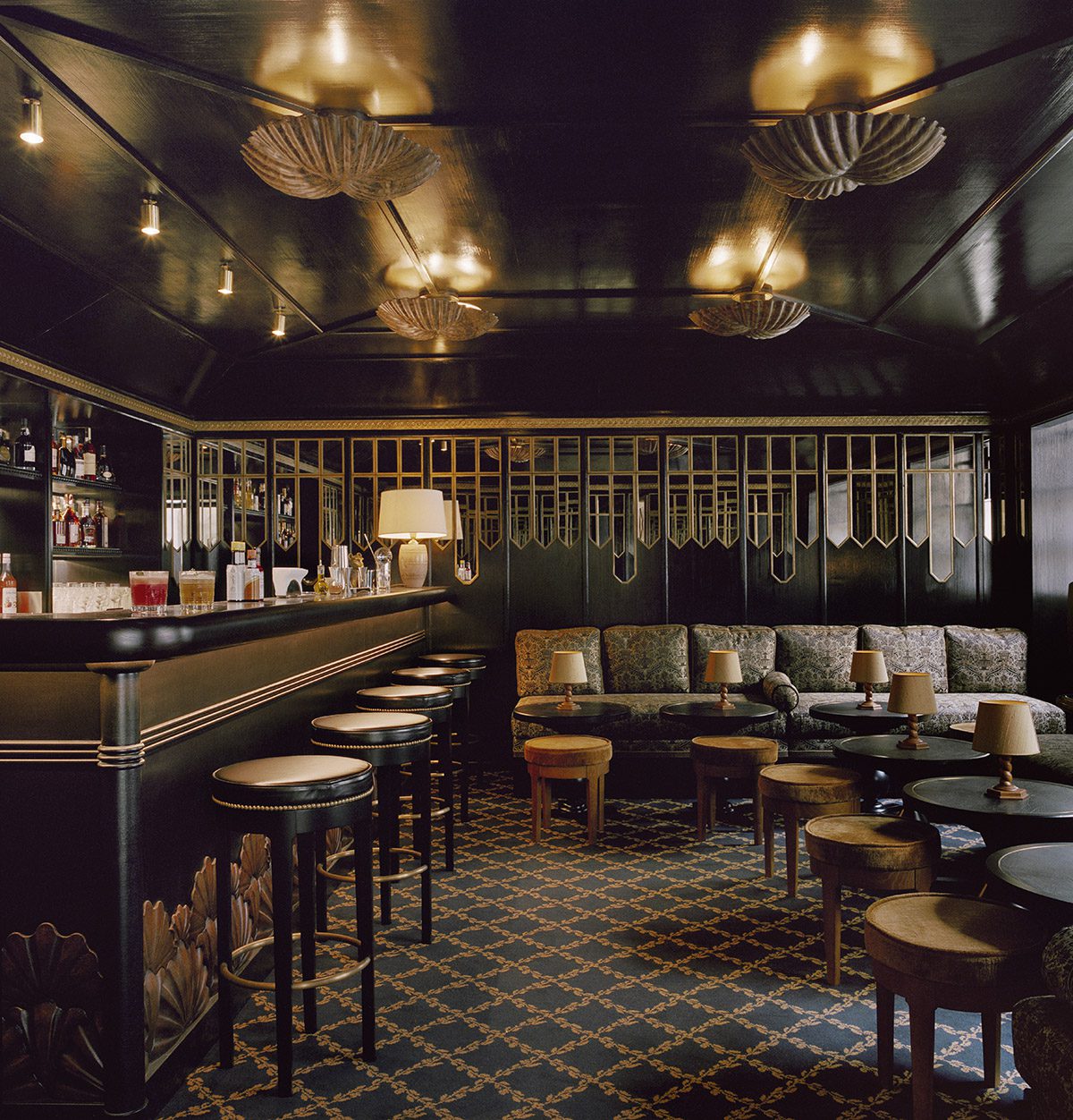 A dark bar with dim lighting