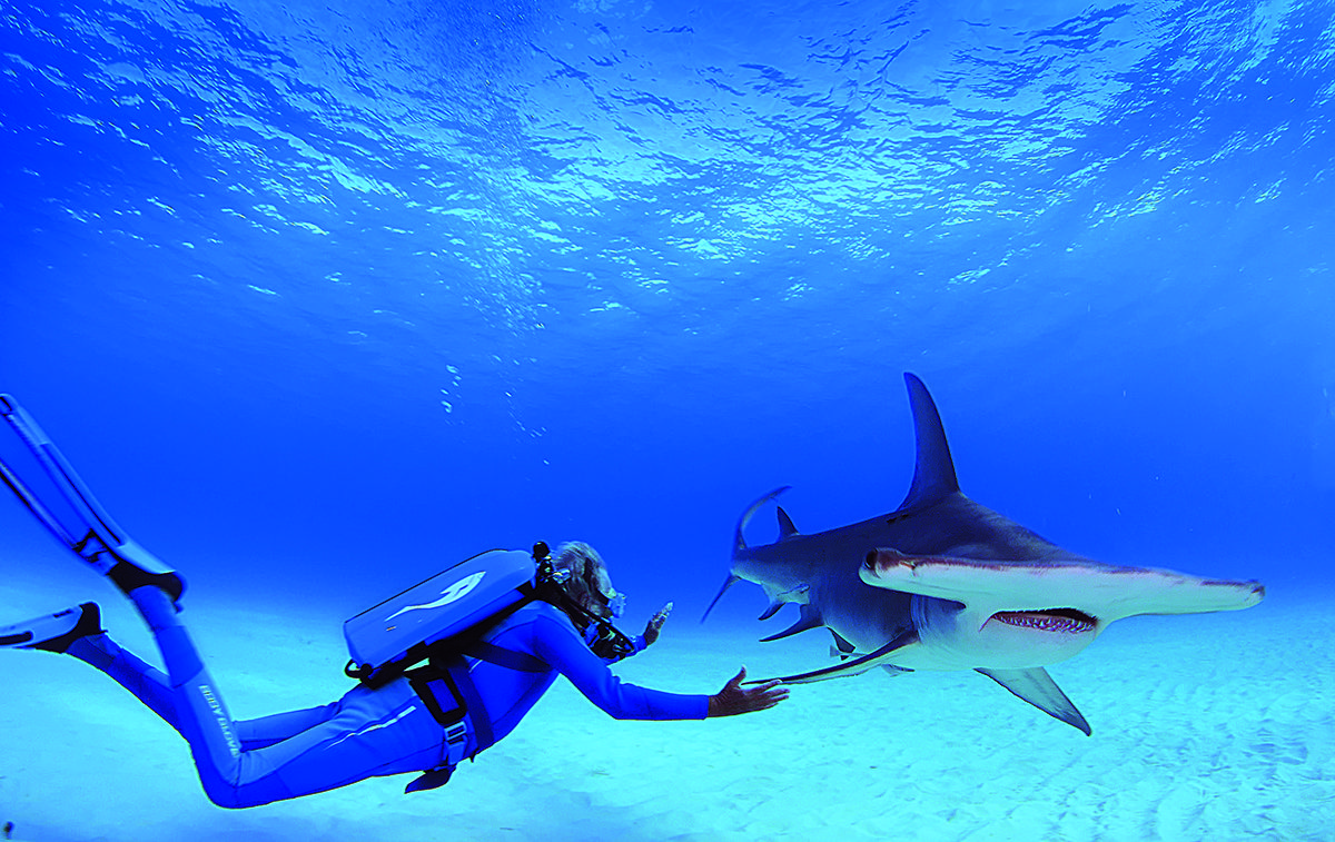 man scuba diving