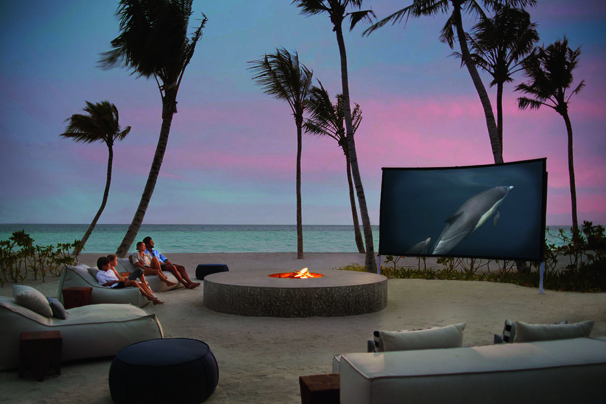 a cinema on a beach