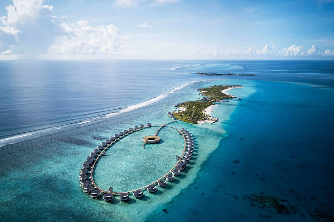 ocean villas on an island in the middle of the sea