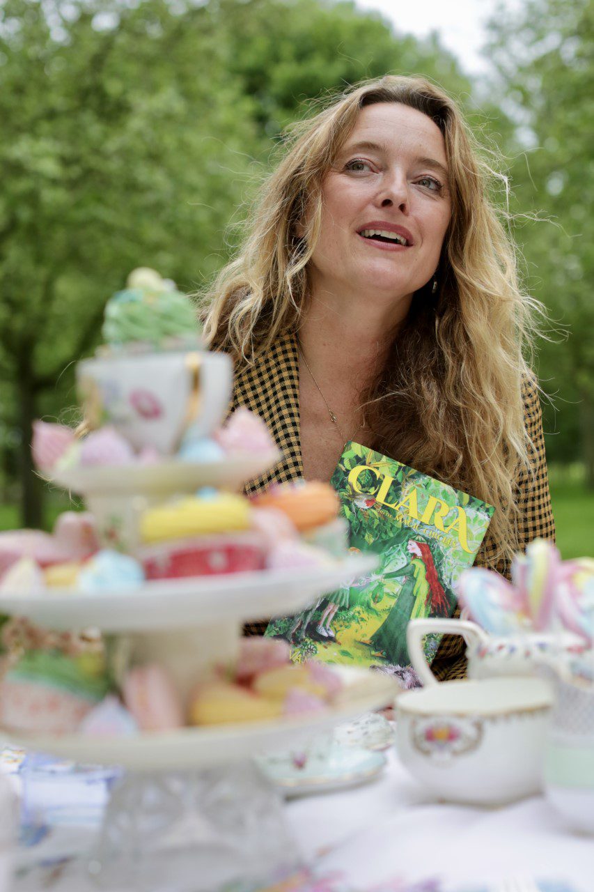 A woman at a tea part