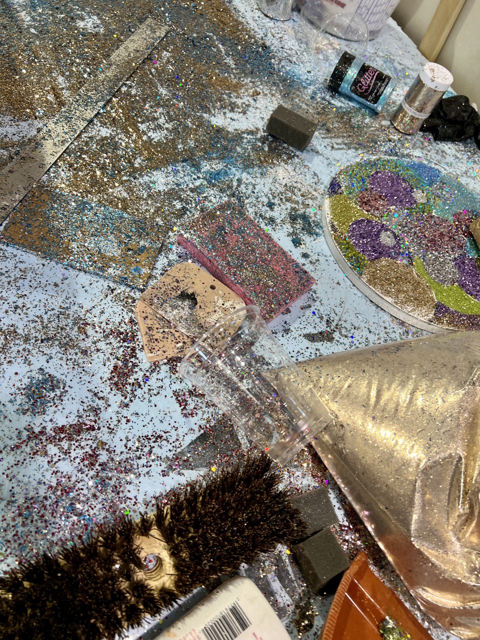 glitter on a table