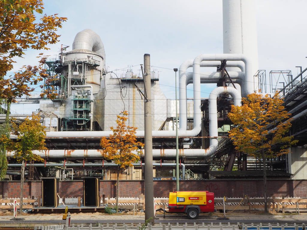 A factory with pipes