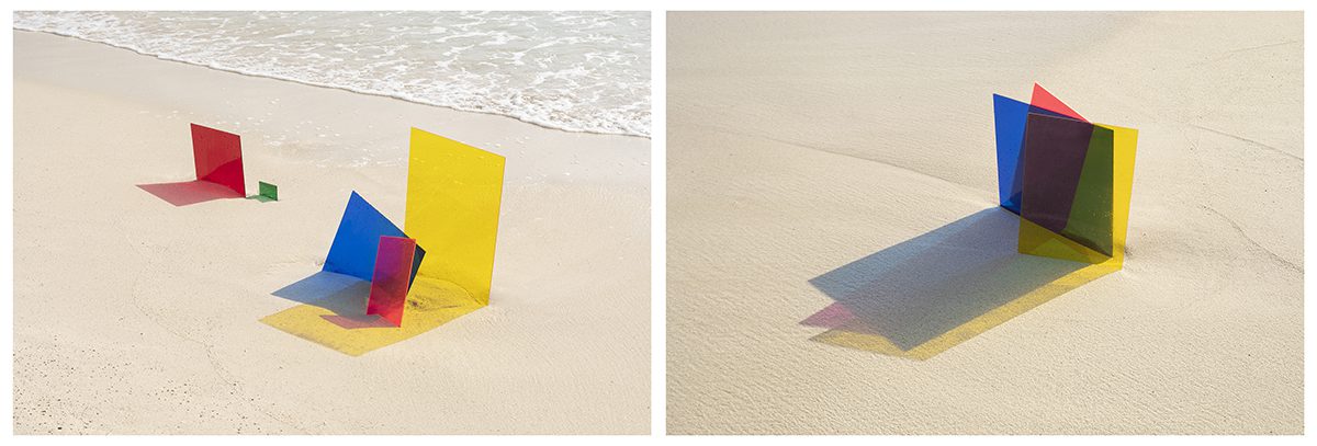 coloured sheets on a beach