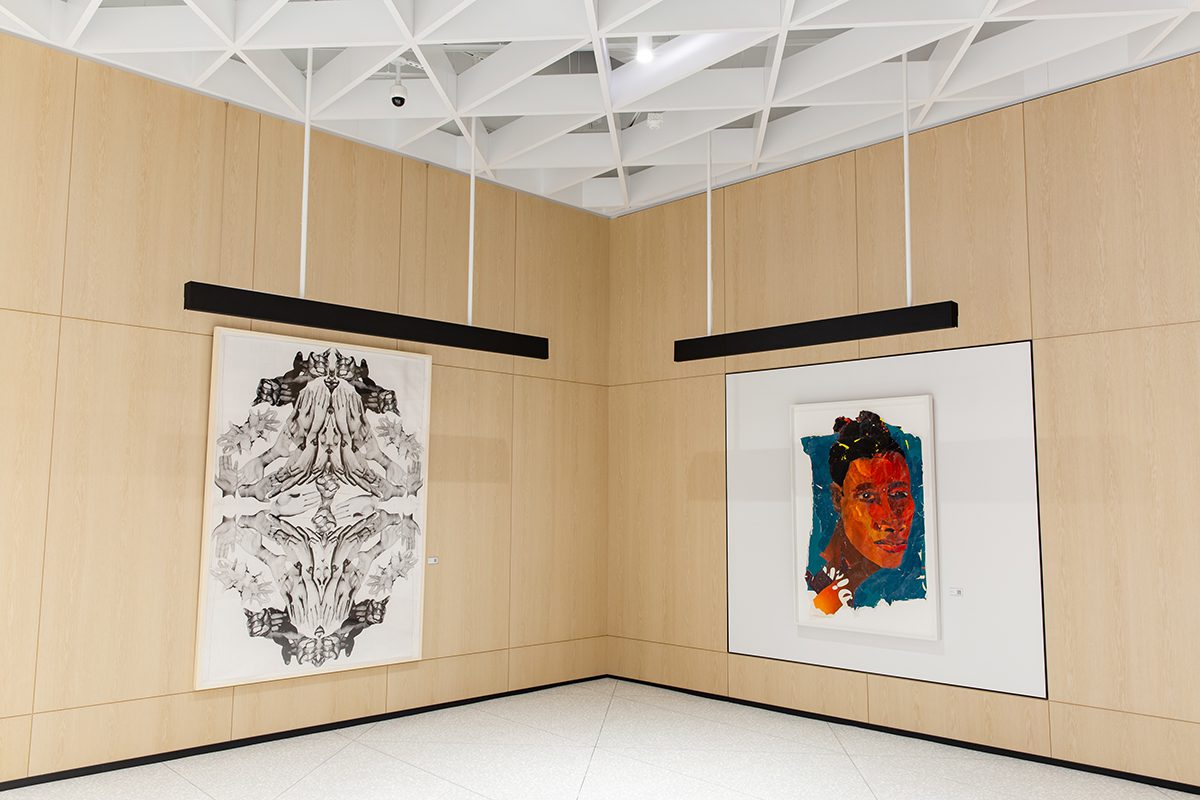 The Oratory Command: X Carmichael King Hampton by Kandis Williams (left) and Untitled 2015 by Kay Hassan (right)